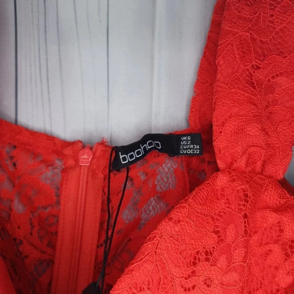 Boohoo mini red lace dress NWT - Picture 6 of 11